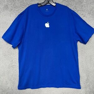 Apple Store Employee T Shirt Mens Sz XL Blue Center Embroidered Logo Uniform Tee